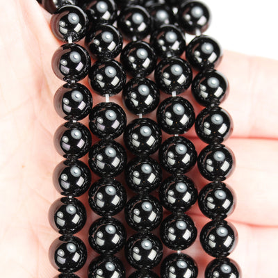 Black obsidian, 10mm Round Natural  Gemstone Strand, One full strand , hole 1mm