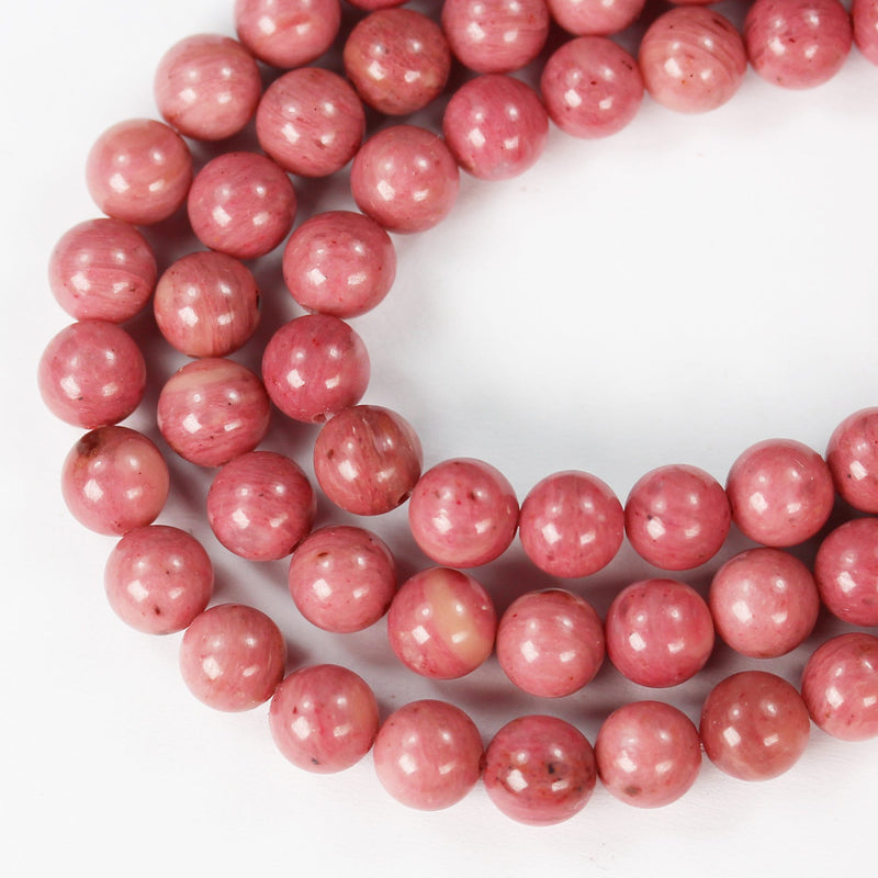 Rhodonite, 6mm Natural Round Gemstone, 16" strand, 1mm hole, about 60 beads