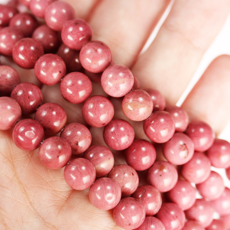 Rhodonite, 6mm Natural Round Gemstone, 16" strand, 1mm hole, about 60 beads