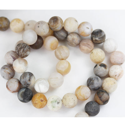 Matte Bamboo leaf Agate, 10mm Round Natural Gemstone Strand,15.5 inch,about 40 beads , 1mm hole