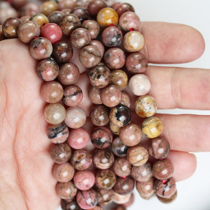 Rhodonite, 8mm round gemstone ,One full strand Natural Gemstone, 15", about 50 beads