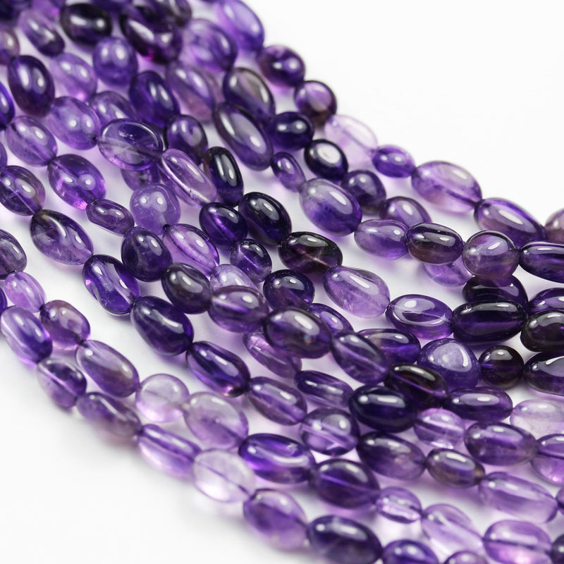 Natural 10*8mm Amethyst Gemstone Beads, Center drilled Nugget Shape, 16 Inch, about 40 beads