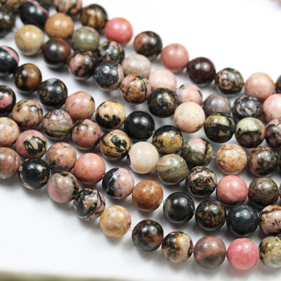 Rhodonite,10mm Natural Round Gemstone,  One full strand ,15", about 40 beads, 1mm hole