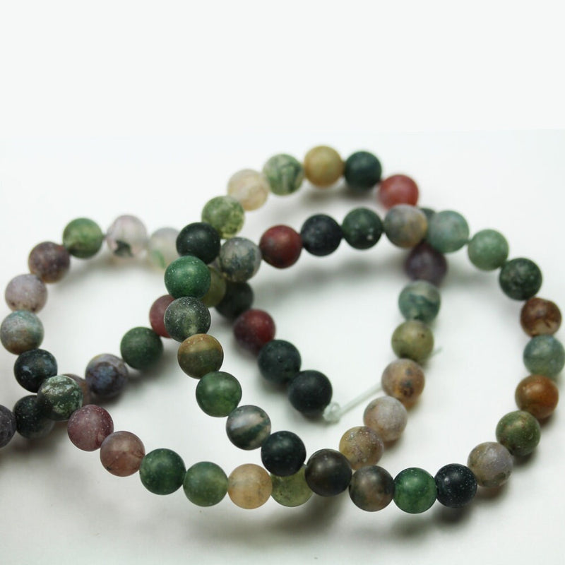 Matte  Indian Agate, 6mm Round Agate Gemstone Beads Strand, 16inch, hole0.8 mm, about 65 beads