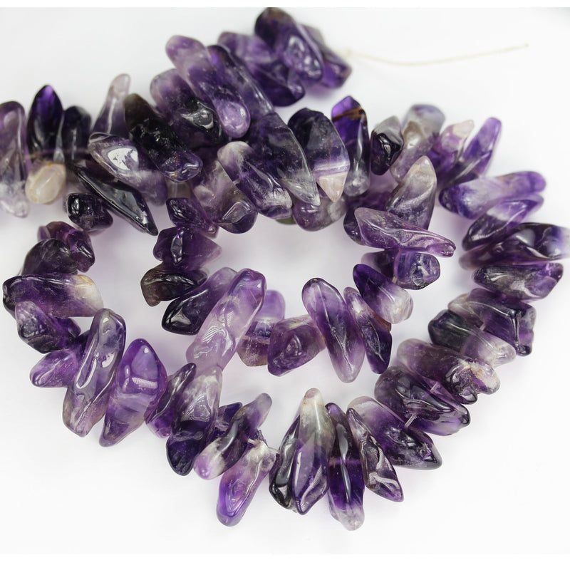 7mm*15-19mm Amethyst Gemstone Chips Beads, Center drilled Chips, 1mm hole