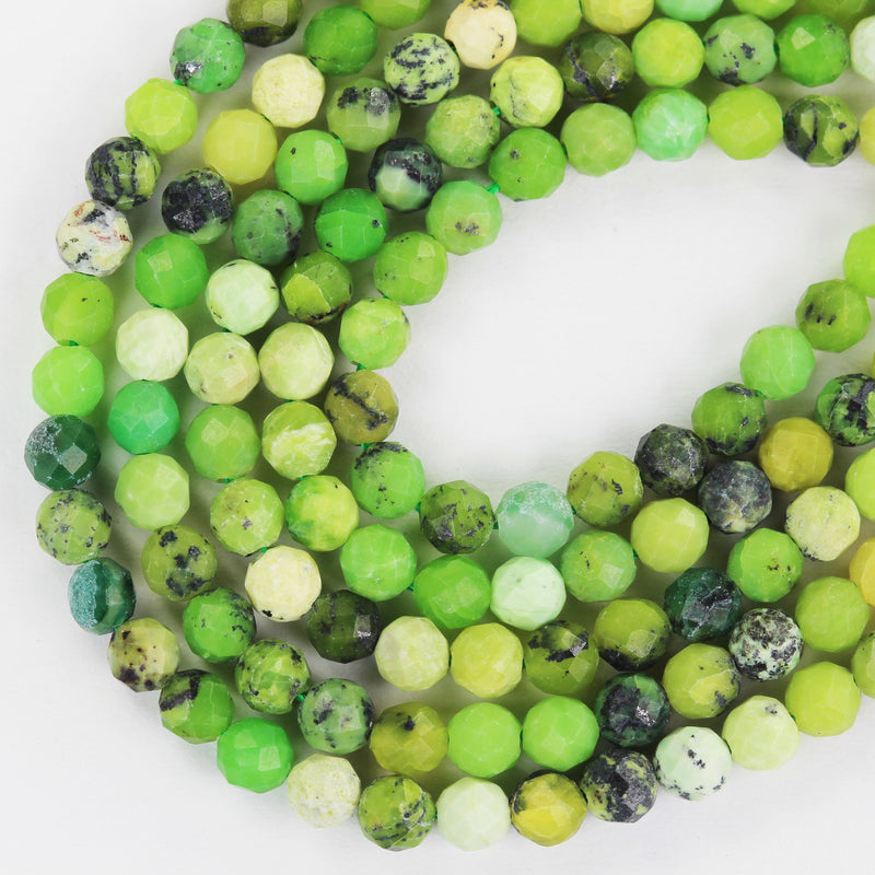 35%off Natural Green Agate, 3mm Faceted Round Gemstone Strand, One full strand , about 110 beads , 0.6mm hole