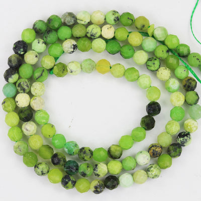 35%off Natural Green Agate, 3mm Faceted Round Gemstone Strand, One full strand , about 110 beads , 0.6mm hole