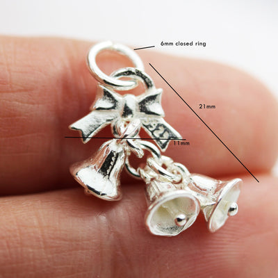 Charms 1pc 925 Sterling Silver Jewellery findings Charm Beads , 21*13mm Bell Charm , with 6mm closed jump ring
