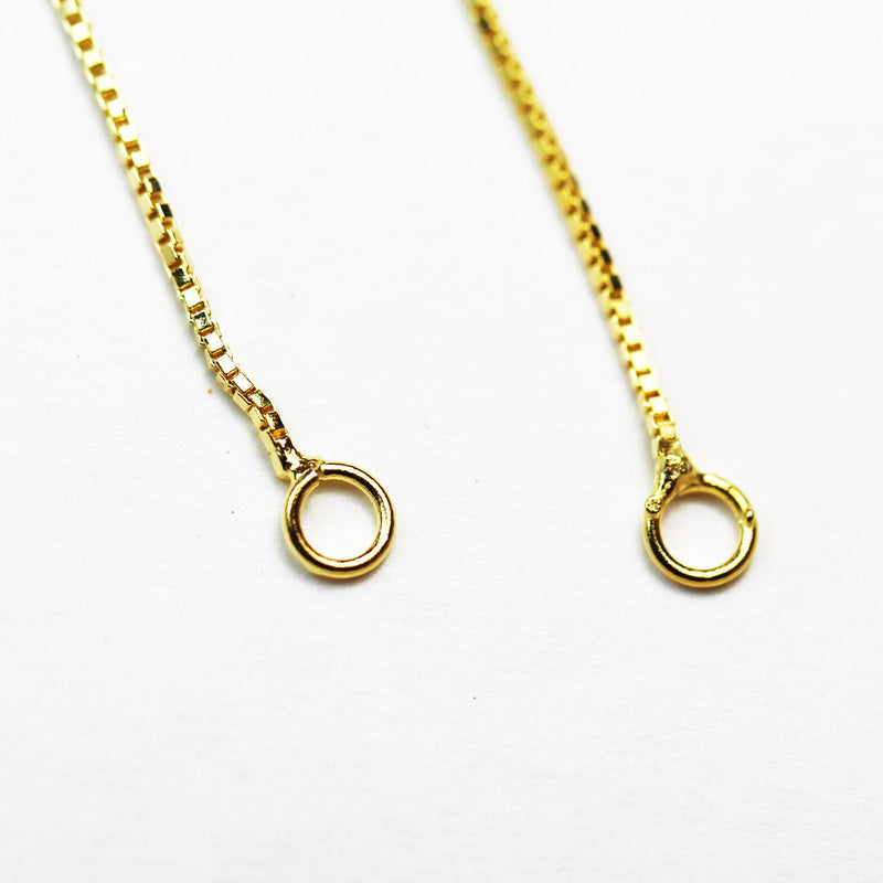 Gold Vermeil Style Chain Earwire 4pcs 18K Gold on 925 Sterling silver Jewellery Findings Chain Earwire,90mm length with 3mm Ring Chain