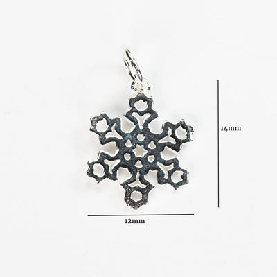 Charm 4pcs 925 Sterling Silver Jewellery findings Charm Beads , 14*12mm Snowflake, 6mm Closed Jump Ring