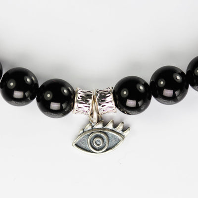Charm 2pcs 925 Antique Sterling Silver Jewellery findings Charm Beads , 13*8mm Evil Eye Charm Charm