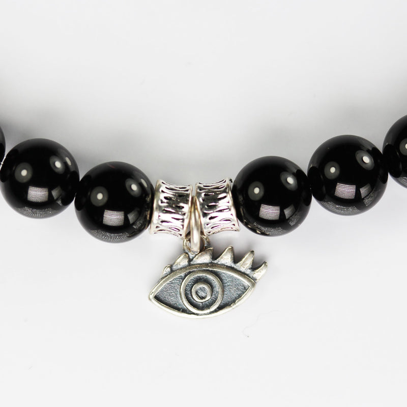 Charm 2pcs 925 Antique Sterling Silver Jewellery findings Charm Beads , 13*8mm Evil Eye Charm Charm
