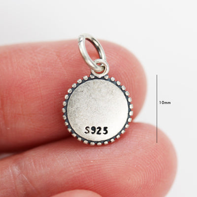 Silver Charm 2pcs 10mm Button 925 Antique Sterling Silver Jewellery findings Charm Beads , Button pendant/charm/beads