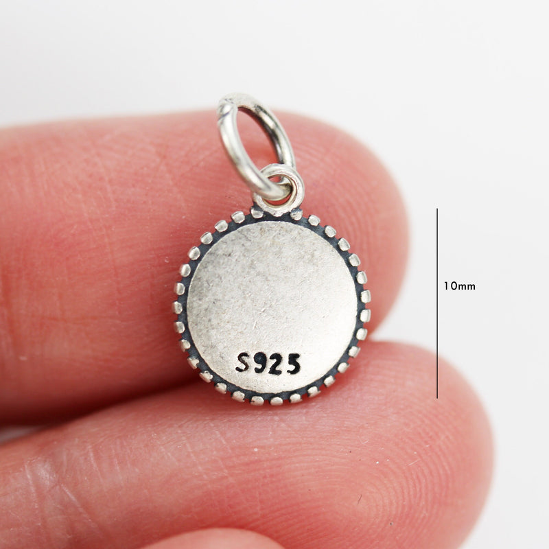 Silver Charm 2pcs 10mm Button 925 Antique Sterling Silver Jewellery findings Charm Beads , Button pendant/charm/beads