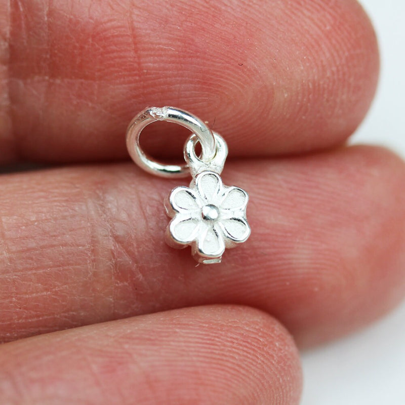 Charm 4pcs 925 Sterling Silver Jewellery findings Charm Beads ,6mm Flower,6mm jump ring