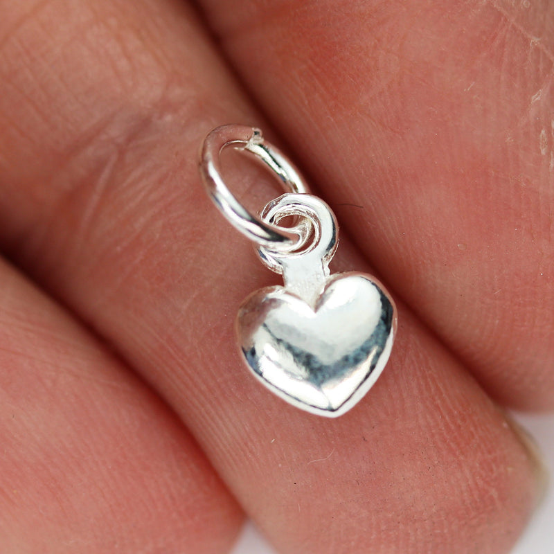 Charm 4pcs Heart 925 Sterling Silver Jewellery findings Charm Beads , 6mm Heart charm