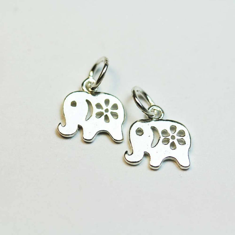 Jewelry charms 2pcs 925 Sterling Silver Jewellery findings Charm Beads , elephant, 10*8mm, 1mm thick