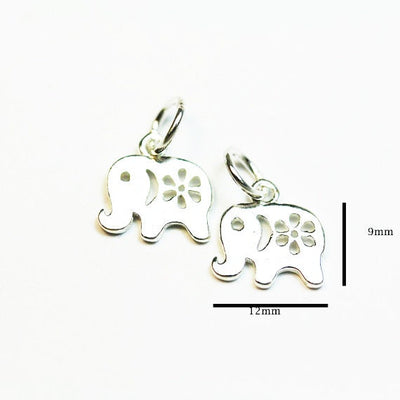 Jewelry charms 2pcs 925 Sterling Silver Jewellery findings Charm Beads , elephant, 10*8mm, 1mm thick