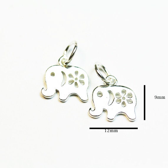 Jewelry charms 2pcs 925 Sterling Silver Jewellery findings Charm Beads , elephant, 10*8mm, 1mm thick