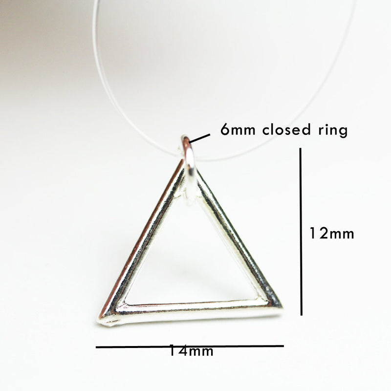 Charm 4pcs Triangle Necklace Pendant / 925 Sterling Silver Jewellery findings Charm Beads / Triangle pendant / charm / beads / 14mm