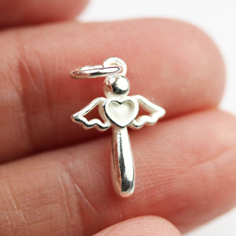 Charm 2pcs 925 Sterling Silver Jewellery findings Charm Beads , 16*11mm Angel Pendant/Charm