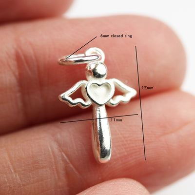 Charm 2pcs 925 Sterling Silver Jewellery findings Charm Beads , 16*11mm Angel Pendant/Charm