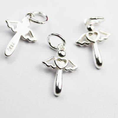 Charm 2pcs 925 Sterling Silver Jewellery findings Charm Beads , 16*11mm Angel Pendant/Charm