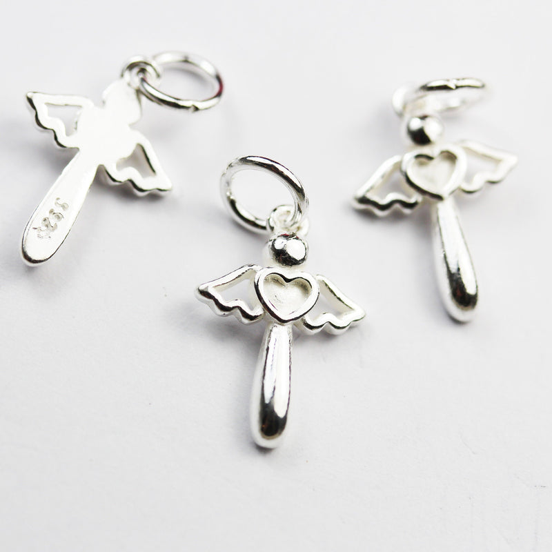 Charm 2pcs 925 Sterling Silver Jewellery findings Charm Beads , 16*11mm Angel Pendant/Charm