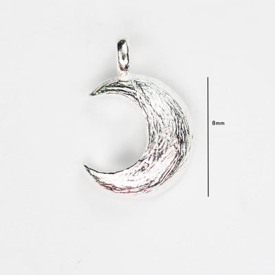 Charms 2pcs Stardust 925 Sterling Silver  Jewellery findings Charm Beads ,Moon  charm, 8mm, 1mm closed jump ring
