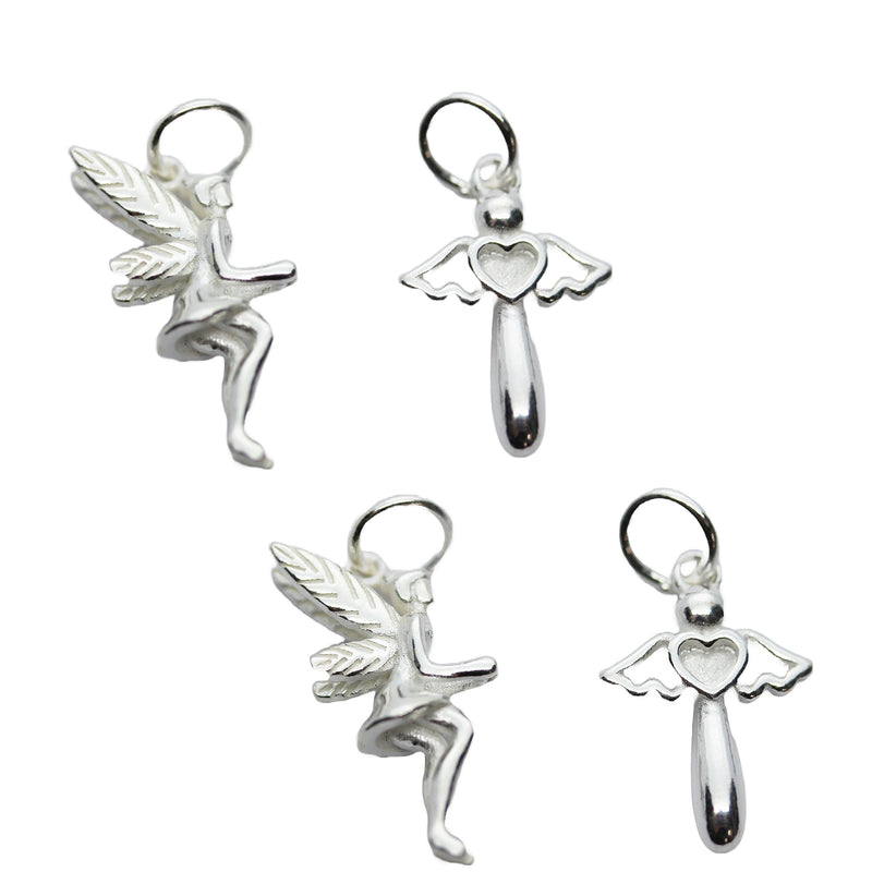 Charm 2pcs 925 Sterling Silver Jewellery findings Charm Beads , 16*11mm Angel Pendant/Charm