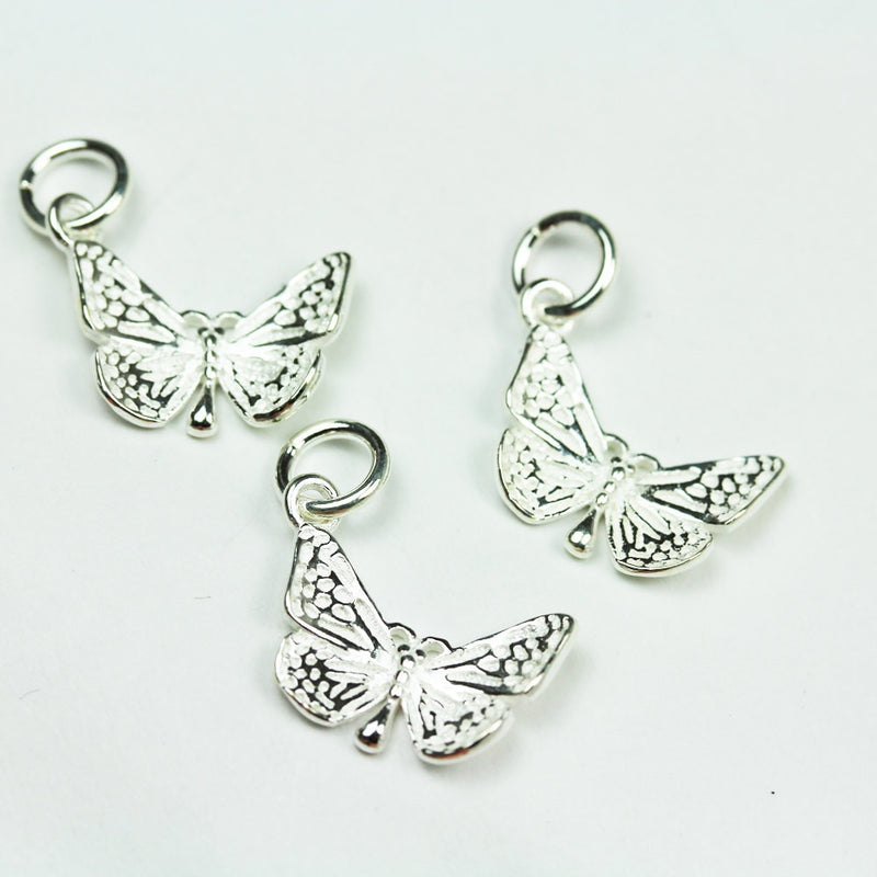 Jewelry charms 2pcs 925 Sterling Silver Jewellery findings Charm Beads ,Butterfly charm, 14*10mm