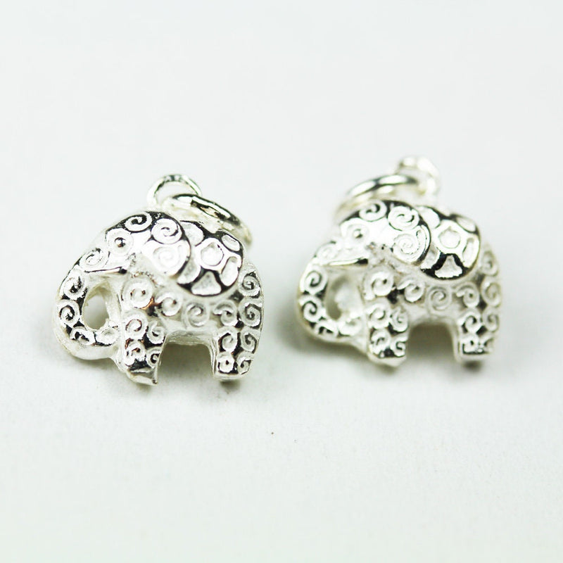 Jewelry charms 1pc 925 Antique Sterling Silver Jewellery findings Charm Beads , elephant, 11x10mm, 8mm thick