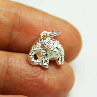 Jewelry charms 1pc 925 Antique Sterling Silver Jewellery findings Charm Beads , elephant, 11x10mm, 8mm thick