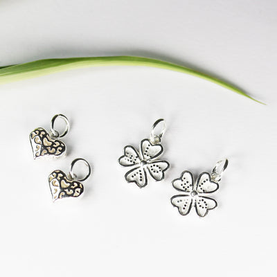 Charms 2pcs 10*8.5mm Filigree Heart 925 Sterling Silver Jewellery findings Charm Beads , Heart pendant