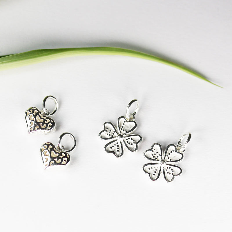 Charms 2pcs 10*8.5mm Filigree Heart 925 Sterling Silver Jewellery findings Charm Beads , Heart pendant