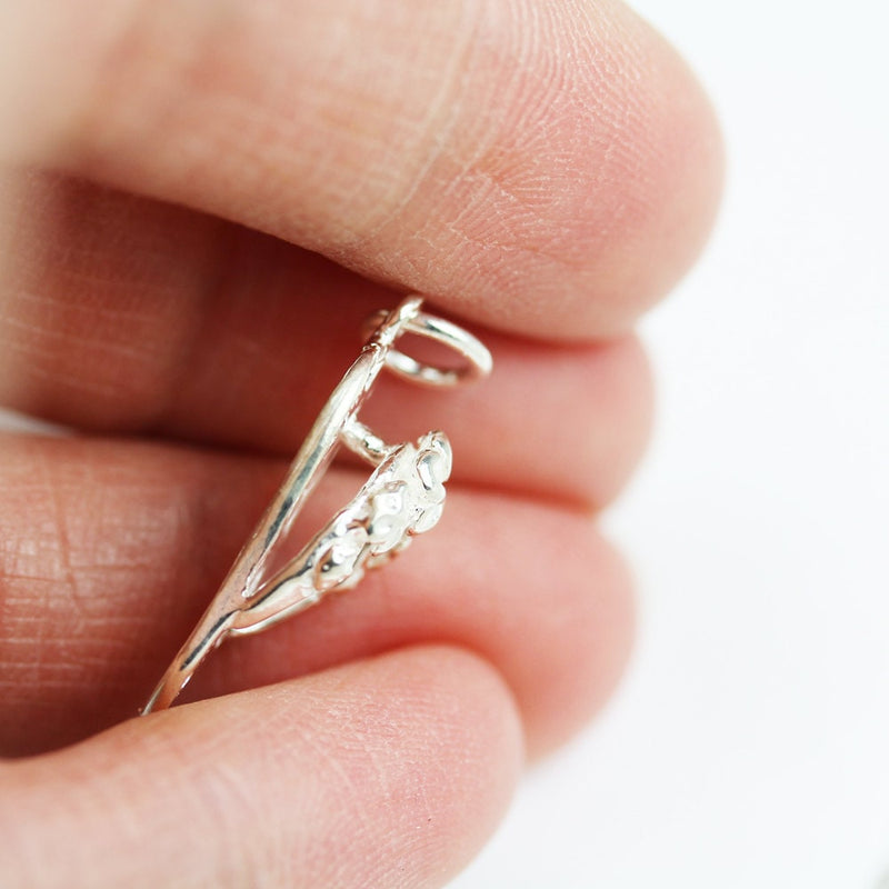 Jewelry charms 1pc 925 Sterling Silver Jewellery findings Charm Beads , 20*9mm Flip Flop charm, 6mm ring