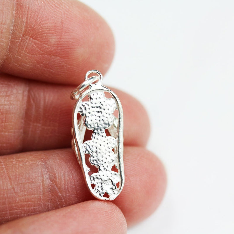 Jewelry charms 1pc 925 Sterling Silver Jewellery findings Charm Beads , 20*9mm Flip Flop charm, 6mm ring
