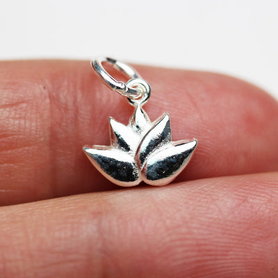 Silver Charm 2pcs 925 Sterling Silver Jewellery findings Lotus Charm Beads , 11*11mm Lotus Flower,6mm Closed jump ring
