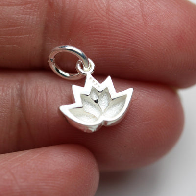 Silver Charm 2pcs 925 Sterling Silver Jewellery findings Lotus Charm Beads , 11*11mm Lotus Flower,6mm Closed jump ring