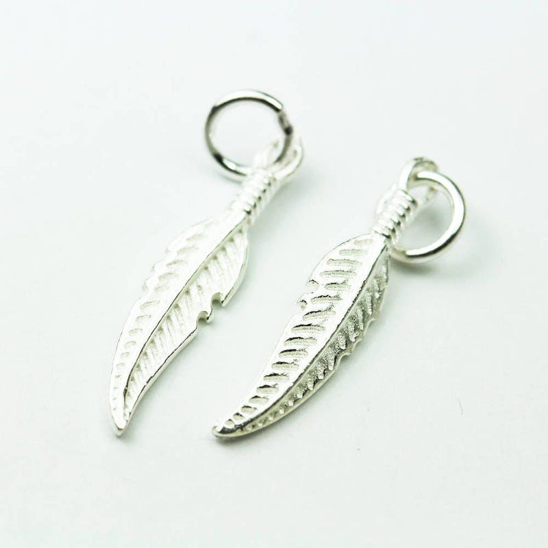 2pcs 925 Sterling Silver Jewellery findings Charm Beads , 22*5mm Feather