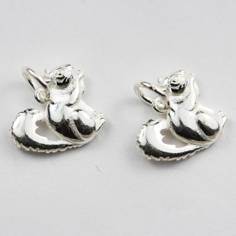 Charm 2pcs 925 Sterling Silver Jewellery findings Charm Beads , Squirrel Charm, 12*14mm