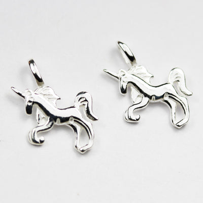 Jewelry charms 2pcs 925 Sterling Silver Unicorn Jewellery findings 14*10mm Pendand/Charm Beads, 6mm closed jump ring