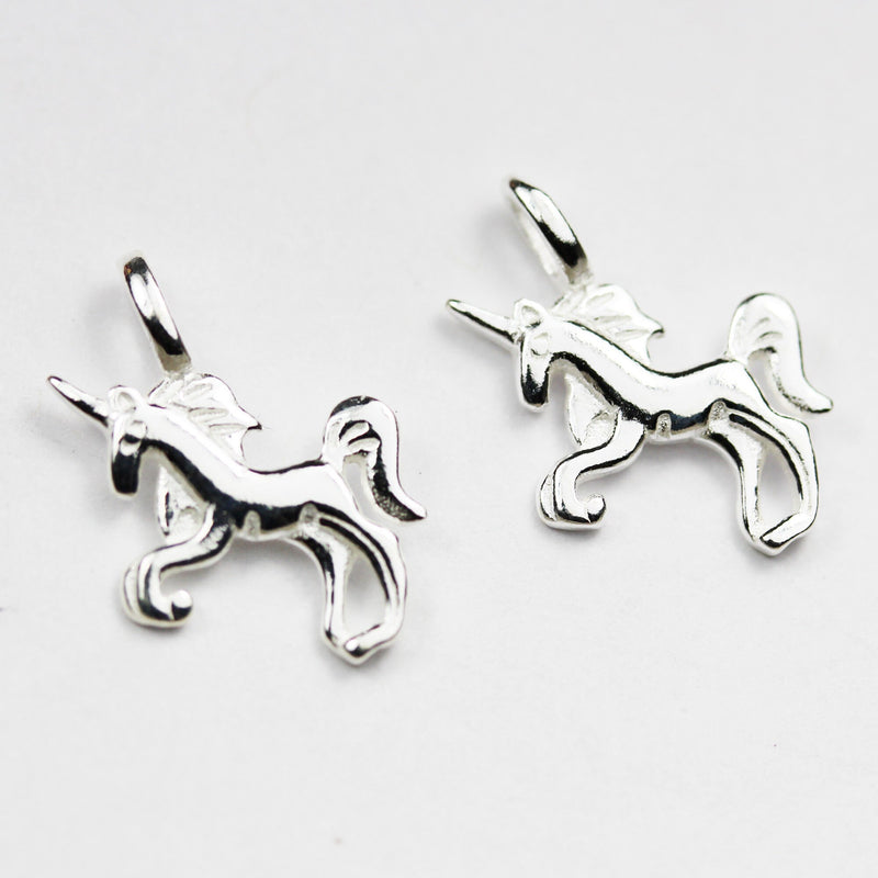 Jewelry charms 2pcs 925 Sterling Silver Unicorn Jewellery findings 14*10mm Pendand/Charm Beads, 6mm closed jump ring