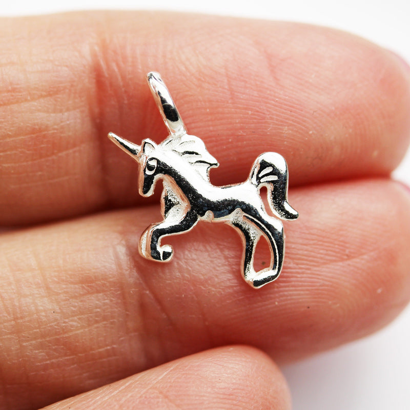 Jewelry charms 2pcs 925 Sterling Silver Unicorn Jewellery findings 14*10mm Pendand/Charm Beads, 6mm closed jump ring