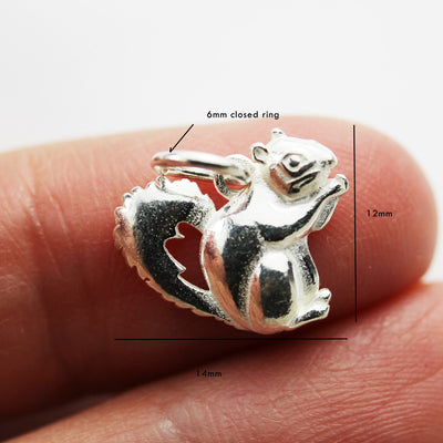 Charm 2pcs 925 Sterling Silver Jewellery findings Charm Beads , Squirrel Charm, 12*14mm