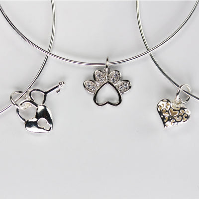 Charm 2sets Key and Heart Lock 925 Sterling Silver Jewellery findings Charm Beads ,For Valentine Necklace, 8mm Heart charm