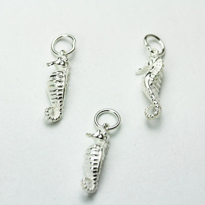 Charm 2pcs 925 Sterling Silver Jewellery findings Charm Beads , Sea horse charm, 7*15mm, 6mm closed jump ring