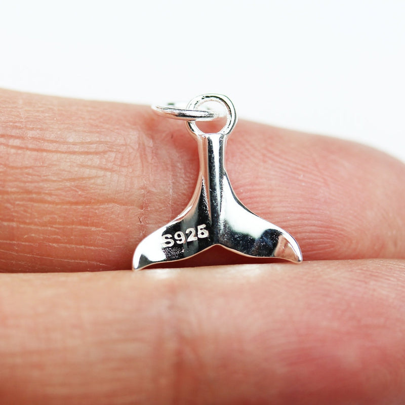 Charm 2pcs 12mm Whale Tail 925 Sterling Silver Jewellery findings Pendand/Charm Beads