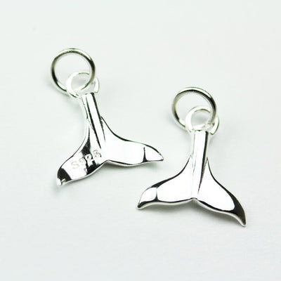 Charm 2pcs 12mm Whale Tail 925 Sterling Silver Jewellery findings Pendand/Charm Beads