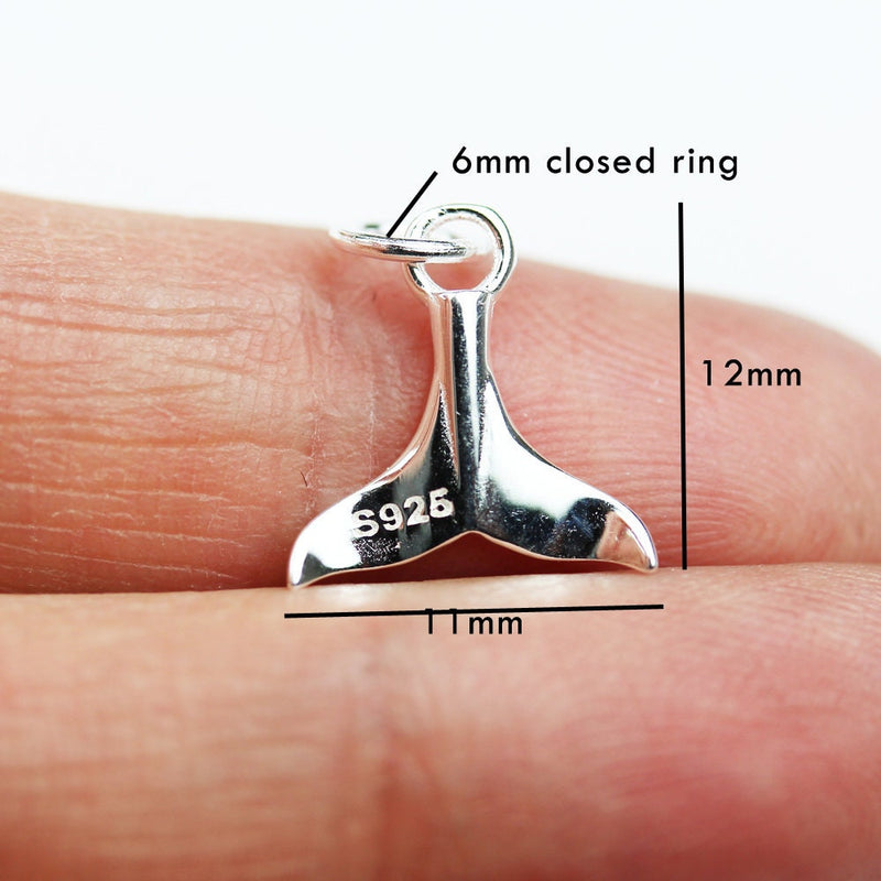 Charm 2pcs 12mm Whale Tail 925 Sterling Silver Jewellery findings Pendand/Charm Beads